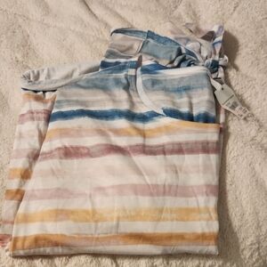 Cato Striped Short Sleeve Tee in Blue, Pink & Yellow